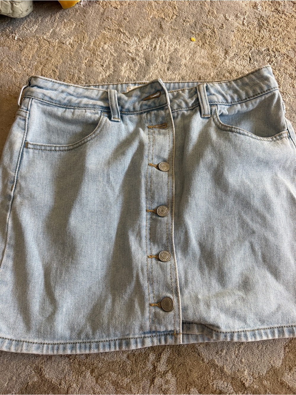 PacSun Light Wash Denim Button-Front Mini Skirt